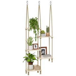 Bamworld Holz Pflanzenhänger Indoor für Wohnung und Office Boho Dekor | Bamworld Fenster Pflanzenregale Hängeregale Liv