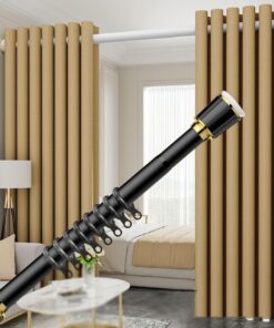 Duschvorhangstange mit verstellbarer Spannung Schwarz, Teleskopstange ohne Bohren, 3,1–4,0 m, für Badezimmer und Balkon