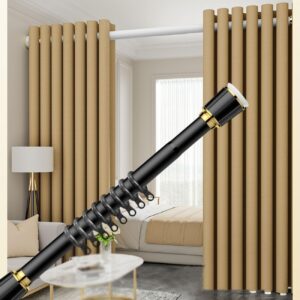 Duschvorhangstange mit verstellbarer Spannung Schwarz, Teleskopstange ohne Bohren, 3,1–4,0 m, für Badezimmer und Balkon