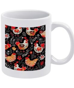 Niedliche Keramiktassen mit Hahnenmotiv und großem Henkel – Personalisierte Kaffeetassen für Frauen & Männer zu Hause &