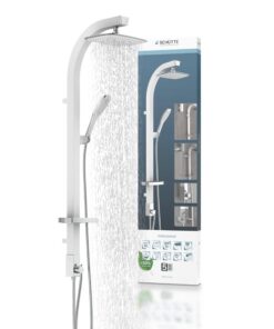 SCHÜTTE MADAGASKAR Regendusche mit Handbrause - Weiß für Duscharmaturen - praktische Ablage & Wandhalterung - 120 cm