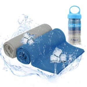 Kühltuch Kühlhandtuch Set - Sofortiges Relief, Eiskaltes Kühlen, Atmungsaktives Mesh, Schweißsaugfähig für Fitness, Gym,
