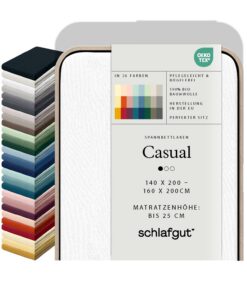 Schlafgut Casual Spannbettlaken 100% Bio Baumwolle Made in Green by Oeko TEX - Perfect für die Familie - Ideal zur Somme
