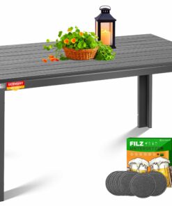 KESSER® Wetterfest Gartentisch 156x78cm für 6 Personen UV-Beständig | Outdoor Tisch mit Stahl-Gestell & Holz-Optik Tisch