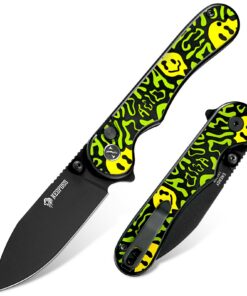 NedFoss ENERGY Klappmesser für Outdoor-aktiv favorende Männer mit Button-Lock und Aluminium-Griff, 7.5CM 14C28N Stahl, S
