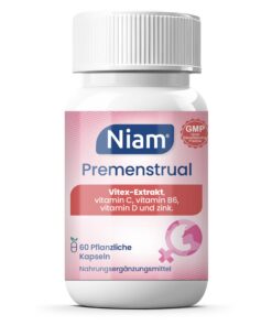 Niam® Premenstruales Syndrom Linderung 350 mg Mönchspfeffer | 60 Kapseln | Vitex Agnus Castus | Menstruationsbeschwerden