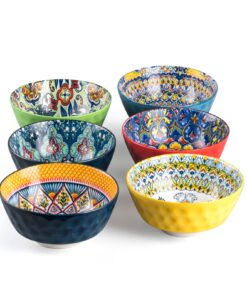 HENXFEN LEAD Dessertschalen 750ml Porzellan Bunte 6er Pack Bohemian Style