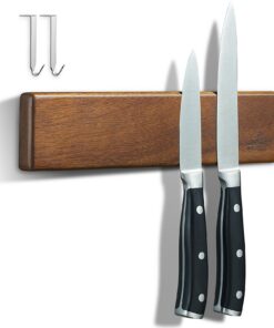 ENOKING Magnetleiste Messer 26 cm - Magne Ishalter für Küche ohne Messer, ideal für Diebolden, mit Akazienholz und 2 Hak