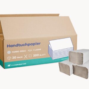 Inoverse Graue Papierhandtücher 4000 Blatt ZZ-falz Papiertücher Paper Towels für Spender