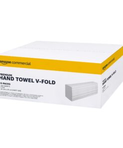 AmazonCommercial Singlefold V-Falz Papierhandtücher, deinkt, 3750 Blätter, H3-Spenderkompatibel, 24x23cm, 15er Packung