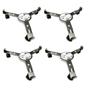 4x Metallische Pflanzenroller Rund Verstellbar 25 – 30 cm Ø, 3 Rollen, Blumenroller, Rolluntersetzer - Perfekt für Einri