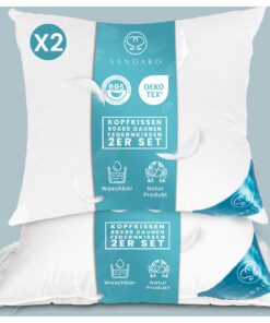 Kopfkissen 80x80 Daunen-Federnkissen 2er Set - Ultra Komfort, 100% Naturprodukt OEKO-TEX Zertifiziert OEKO-TEX STANDARD