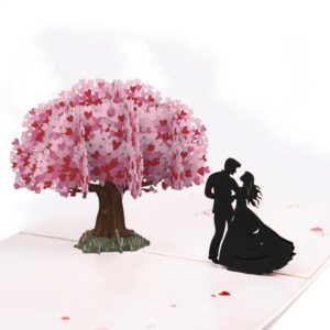 Hochzeitsgeschenk 3D Liebesbaum Pop Up Karte für Valentinstag und Hochzeit (Rot) | Hochzeitskarte Valentinstag Geschenk