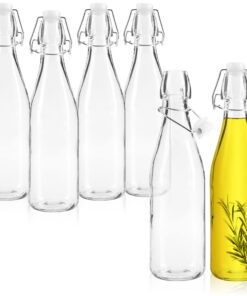 com-four® Glasflasche mit Bügelverschluss 6x 550 ml für Öle Essige Spirituosen