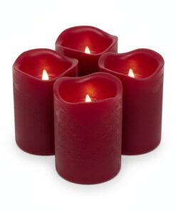 ToCi flackerndes Licht & Timer LED Kerzen Dunkelrot Ø 5 x 7 cm für Zuhause & Advent