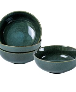 UNICASA Grün Porzellan Suppenschalen 4er Set, Spülmaschinenfest, Ideal für Familiengruppe von 4 Personen, Tafelservice m