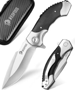 SHARK Klappmesser Outdoor 10CM D2 Stahlsuitable fürOutdooraktivitätenmitG10Griff&EinhändigeÖffnungskontrolle&Kugellageri