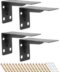 QWORK® Metall Wandregalhalter - Solider Stahl - Schwarz Matt - Für Einige Aggregate - Belastbar bis 120 kg - 140 x 100 m