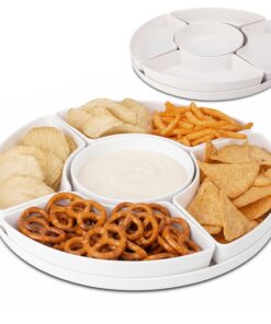 Snackteller 5 Fächer Ø30cm Weiß Melamin – Spülmaschinengeeignet für Fingerfood Dips Obstschale Party Snacks