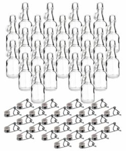 gouveo 24er Set Mini Glasflaschen 40 ml mit Henkel & Bügelverschluss (BF040H)