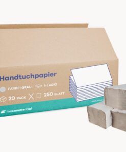 Inoverse 5000 Blatt Papierhandtücher - 25x23 cm, Grau - Falthandtücher für Haus und Gäste, Edle Papierhandtücher für Bet