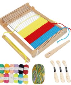 ZhongShwang Holz Webstuhl Für Kinder 29 X 19cm - Perfekter Schulwebrahmen Für Schüler Und Anfänger Mit Genug Garn