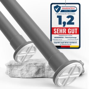 MEISENBERG Gardinenstange Grau - Teleskopstange 70-120cm Ø25mm - Vorhang - Duschstange - Bohrenfrei - Spannstange
