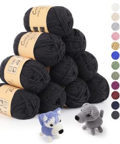 Coopay Wolle zum Häkeln - Super Weich Häkelgarn für Babywolle - Schwarz Coopay Wolle zum Häkeln, 450g - Ideal für Anfäng