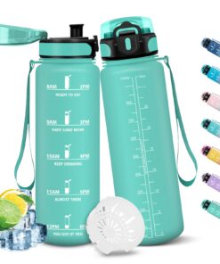 HoneyHolly Trinkflasche 1L Auslaufsicher mit Zeitmarkierung für Fitness Outdoor