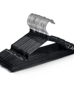 KEPLIN Premium Metall Kleiderbügel, Platzsparend und strapazierfähig für Kleiderschränke und Garderoben (schwarz) KEPL