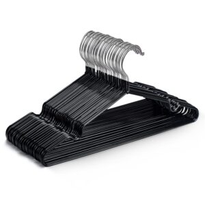 KEPLIN Premium Metall Kleiderbügel, Platzsparend und strapazierfähig für Kleiderschränke und Garderoben (schwarz) KEPL