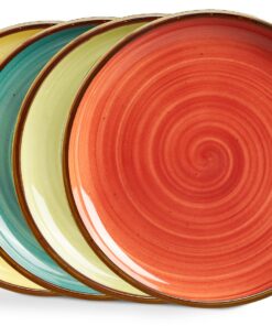 ONEMORE Steingut Speiseteller 26,6 cm Set für 4 Personen - Spülmaschinen- & Mikrowellengeeignet