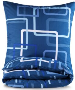 Bettwäsche 135x200 - Mikrofaser mit Reißverschluss - modernes Design Blau - für Einzelbett - atmungsaktiv -Surface Frien