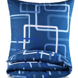 Bettwäsche 155x220 2 Teilig - Mikrofaser mit Reißverschluss - Einzelbett - modernes Design Blau - atümgsaaktiv