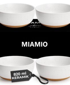 MIAMIOMüse – Aura Kollektion Cremig Kakao 820 ml Schüssel Set für Salat und Müsli – Spülmaschinen- und Mikrowellenfest –