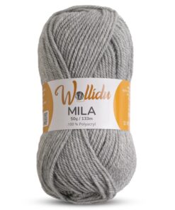 Wollidu Mila Garn für Häkeln und Stricken Hellgrau 100% Polyacryl OEKO-TEX | Wollidu Mila Garn 50g/133m Strickgarn Hell