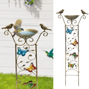 Vogeltränke für Schmetterlinge Winterfest mit Musterdesign steht im Garten für Vögel (Schmetterling)