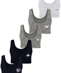 LOREZA 5 Mädchen Bustier mit Strass für Sport Gr. 140-170 | LOREZA 5 Baumwoll Spaghettiträger Bustier Sport Bra Gr. 140