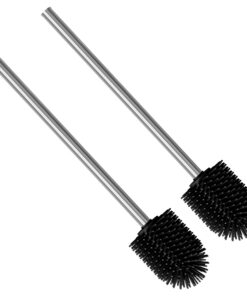 Nirox Silikon Klobürsten Schwarz 2er Set - 7.7 cm Durchmesser - Abnehmbare Bürstenköpfe Edelstahlstiel