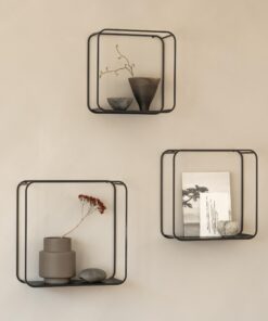 Kazai® Wandregal-Set 'Noora' 3-Teiliges Hängeregal aus Metall Wohnzimmer- und(Flur-, Küche-, Schlafzimmer-)Ablage Schwar