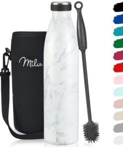 Milu Edelstahl Thermosflasche 1L - Isolierte Wasserflasche für Outdoor Aktivitäten - doppelwandig - CO2 geeignet - inkl.