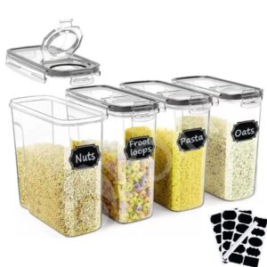 Dihl 4 Stück luftdichte Frischhaltedosen-Set für Küche und Speisekammer - BPA-frei, 4 Liter, Mit Easy Pour Deckel und Et