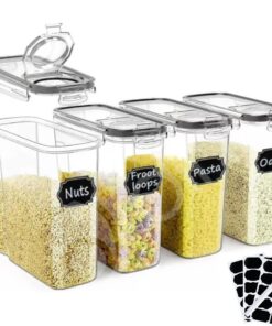 Dihl 4x4L Luftdichte BPA-freie Frischhaltedosen-Set mit Easy Pour Deckel für Küche & Speisekammer