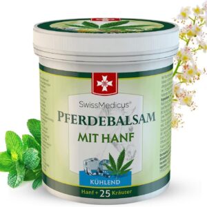 SwissMedicus Pferdebalsam mit Hanf - Kühlende Wirkung für Muskeln & Gelenke - gel mit 25 natürlichen Extrakten - Ideal f