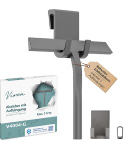 Virea Duschabzieher Silikon Grau 23 cm Wischbreite - Scheibenabzieher mit Halterung - Rückstandslos Flüssigkeiten entfer