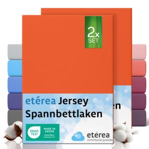 Etérea Jersey Spannbettlaken 100x200cm - Orange - Oekotex - Doppelpack - Made in Green Etérea Jersey Spannbettlaken 90