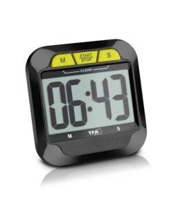 TFA Dostmann Digitaler Küchentimer Schwarz-Grün | Lauter Alarm, Großes Display, Magnet & Aufsteller | Zeitmesser für Koc