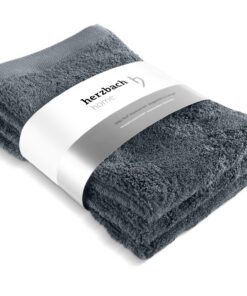 herzbach home Gästehandtuch 3er-Set 30×50 cm (Anthrazit) – weich & saugstark – 100% natürliche Baumwolle, OEKO‑TEX MADE