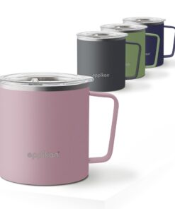 Eppikan EppiTall Edelstahl Thermobecher, 380 ml, Deckel mit verschließbarer Trinköffnung (380 ml, Pastel Pink)