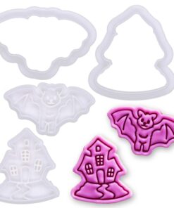 BAKERLOGY Spukhaus & Fledermaus Prägestempel – IDEOGRAPHISCHE Halloween Dekoration für Cupcakes & Partys